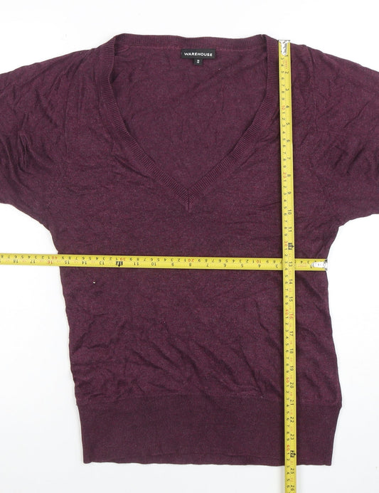 Womens UK Size 10 Warehouse Purple Basic T-Shirt