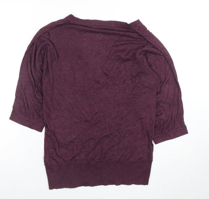 Womens UK Size 10 Warehouse Purple Basic T-Shirt