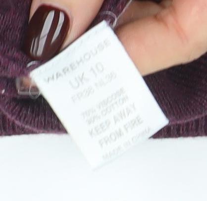 Womens UK Size 10 Warehouse Purple Basic T-Shirt