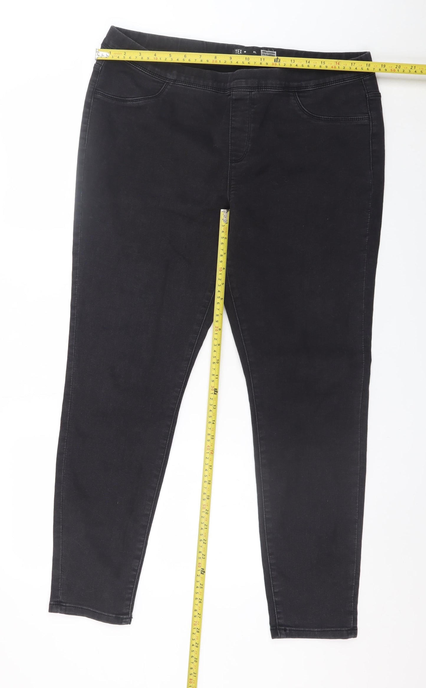 Womens UK Size XL TEX Slim Fit Jegging Black Jeans