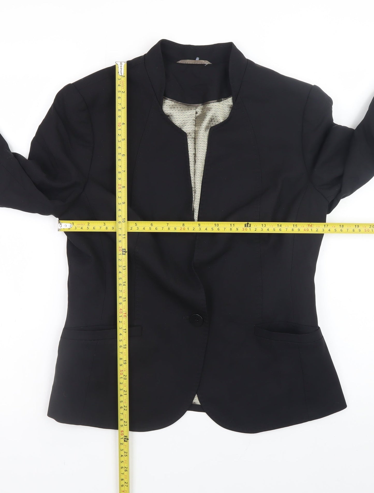 Austin Reed Womens Black Wool Blend Blazer Jacket Size 12