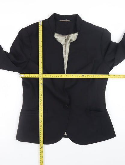 Austin Reed Womens Black Wool Blend Blazer Jacket Size 12