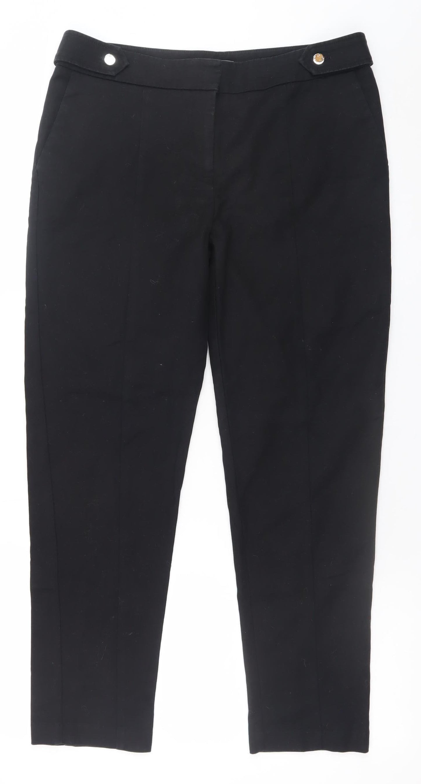 Womens UK Size 12 Oasis Slim Fit Cropped Black Trousers