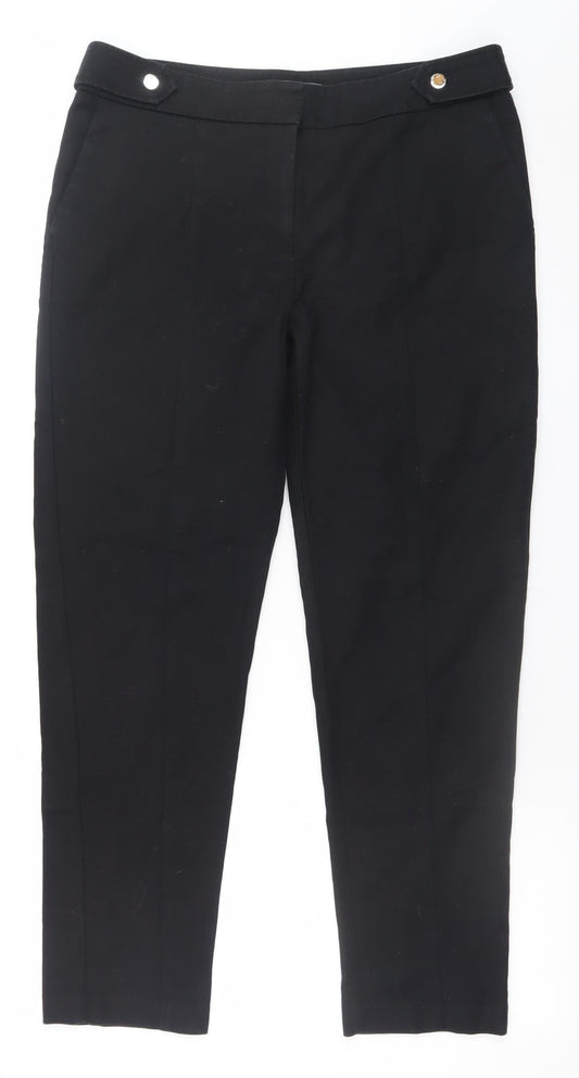 Womens UK Size 12 Oasis Slim Fit Cropped Black Trousers
