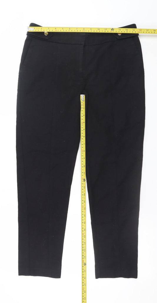 Womens UK Size 12 Oasis Slim Fit Cropped Black Trousers