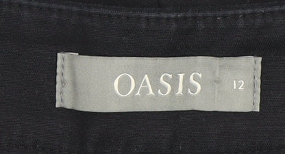 Womens UK Size 12 Oasis Slim Fit Cropped Black Trousers