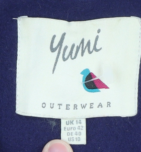 Womens UK Size 14 Yumi Blue Overcoat