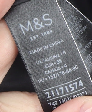 Womens UK Size 8 Marks and Spencer Black Overcoat