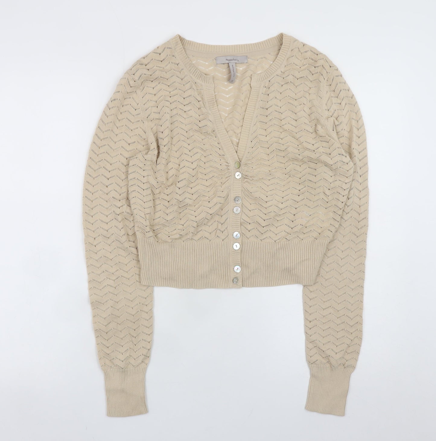 Womens UK Size 12 Pepperberry Beige Cardigan Jumper