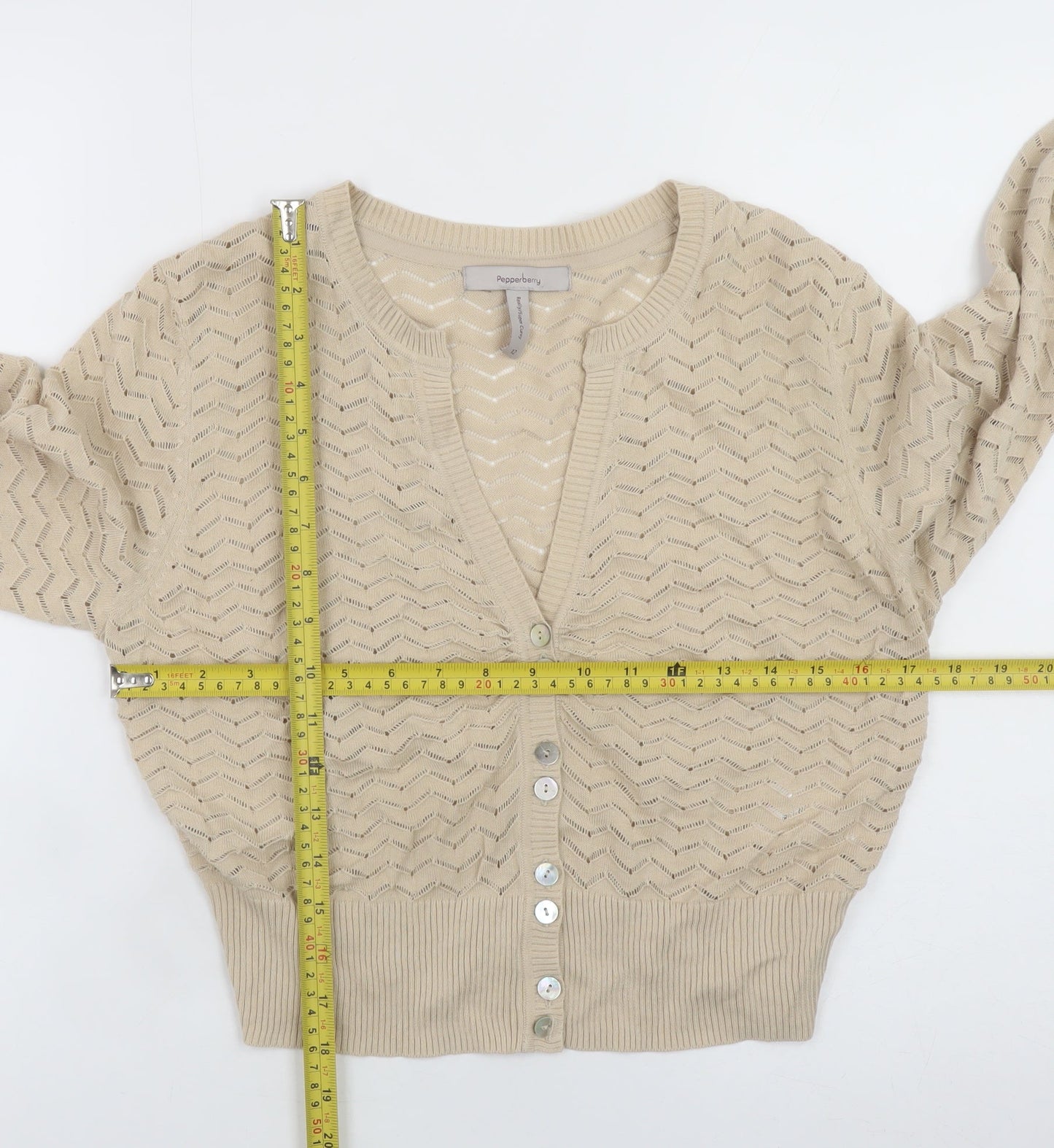 Womens UK Size 12 Pepperberry Beige Cardigan Jumper