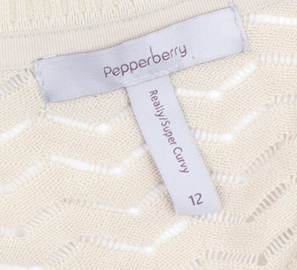 Womens UK Size 12 Pepperberry Beige Cardigan Jumper