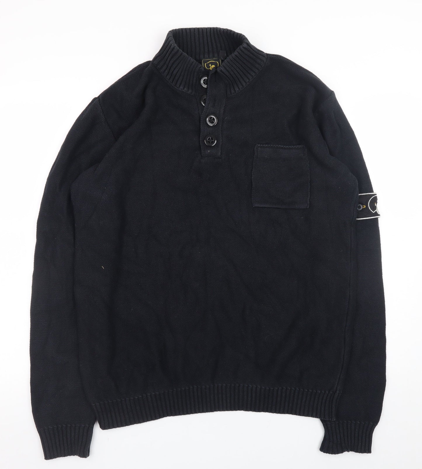 Mens UK Size XL Leeds Originals Black Henley Jumper