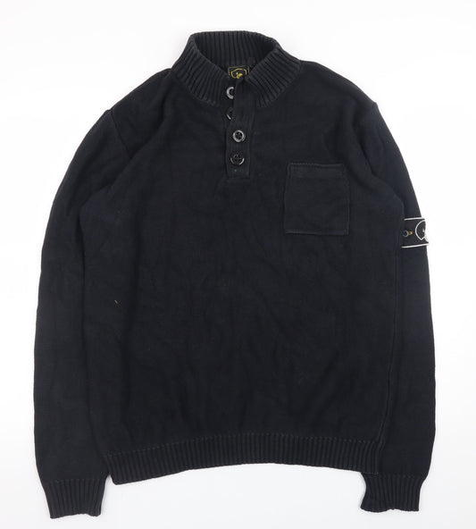 Mens UK Size XL Leeds Originals Black Henley Jumper