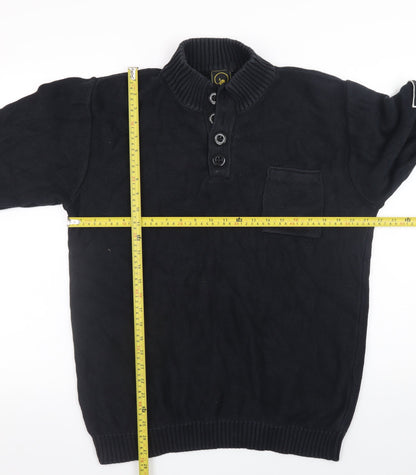Mens UK Size XL Leeds Originals Black Henley Jumper