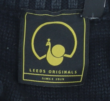 Mens UK Size XL Leeds Originals Black Henley Jumper