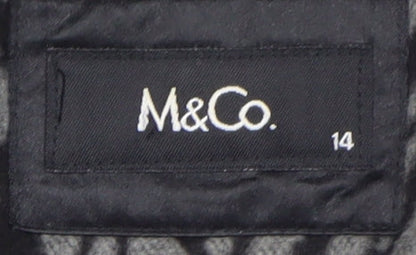 M&Co. Women Grey Animal Print Wool Blend Blazer Size 14