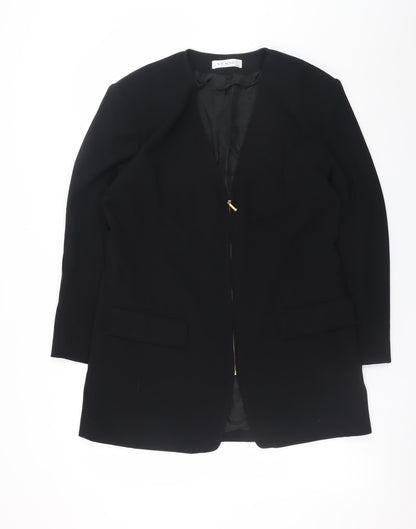 Verse Women’s Black Mid-Length Zip Blazer Jacket Size 12 Classic Workwear