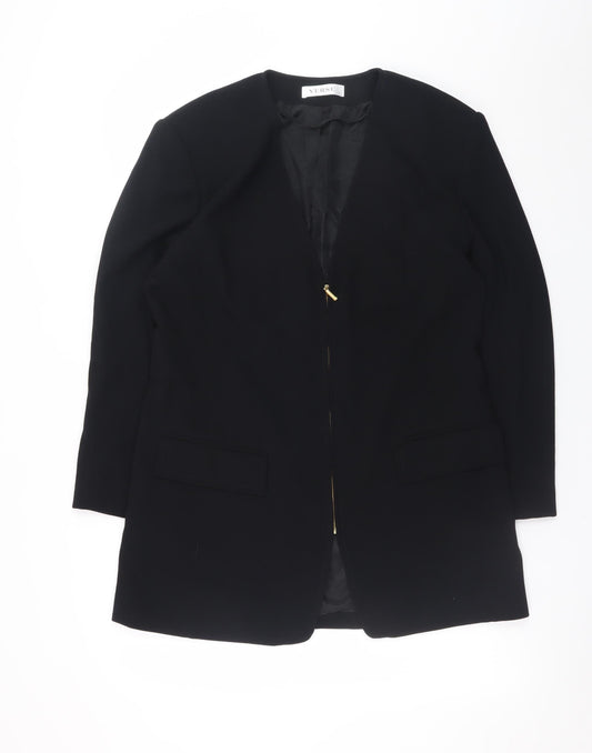 Verse Women’s Black Mid-Length Zip Blazer Jacket Size 12 Classic Workwear