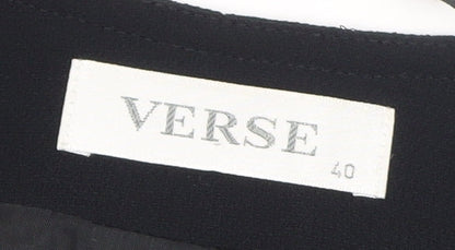 Verse Women’s Black Mid-Length Zip Blazer Jacket Size 12 Classic Workwear