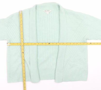 Miss Selfridge Women Green Ribbed Knit Cardigan Size M Open Front