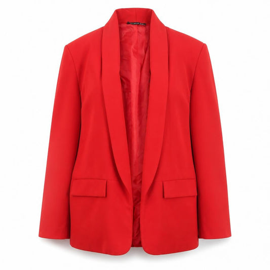 Boohoo Women’s Red Blazer Jacket Size 12 Regular Fit Lined