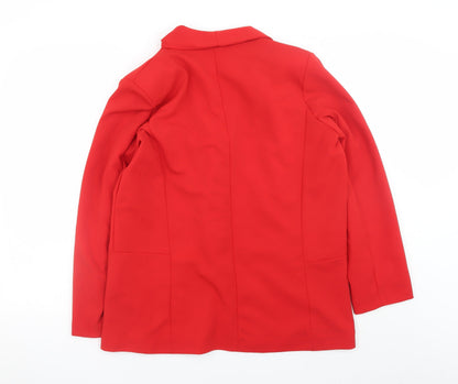 Boohoo Women’s Red Blazer Jacket Size 12 Regular Fit Lined