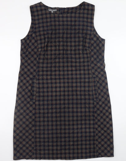Laura Ashley Women's Multicoloured Check Sleeveless Shift Dress Size 16