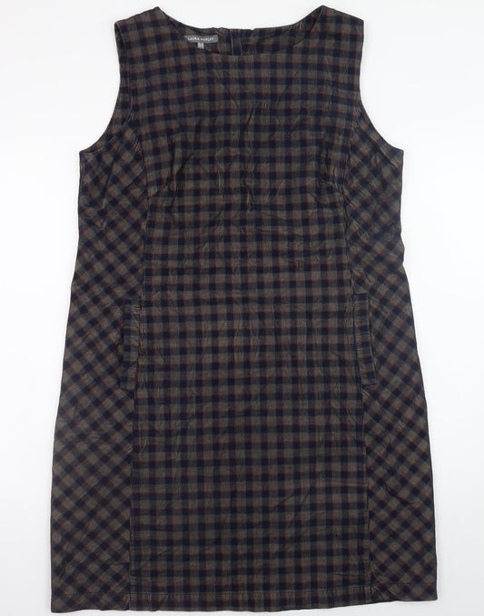 Laura Ashley Women's Multicoloured Check Sleeveless Shift Dress Size 16