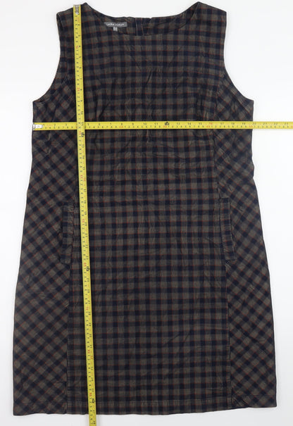 Laura Ashley Women's Multicoloured Check Sleeveless Shift Dress Size 16
