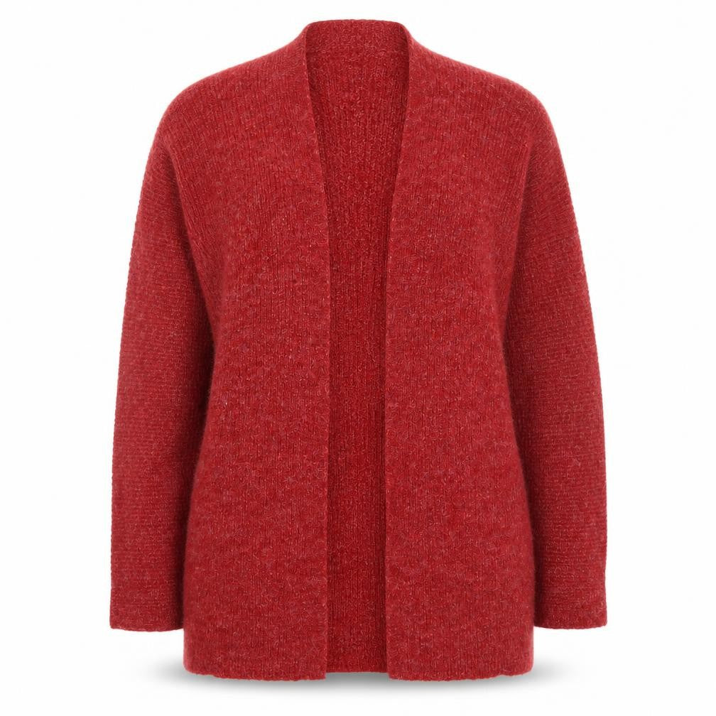 Fat Face Women's Red Wool Blend Long Sleeve Open Cardigan Size 14