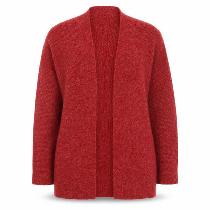 Fat Face Women's Red Wool Blend Long Sleeve Open Cardigan Size 14