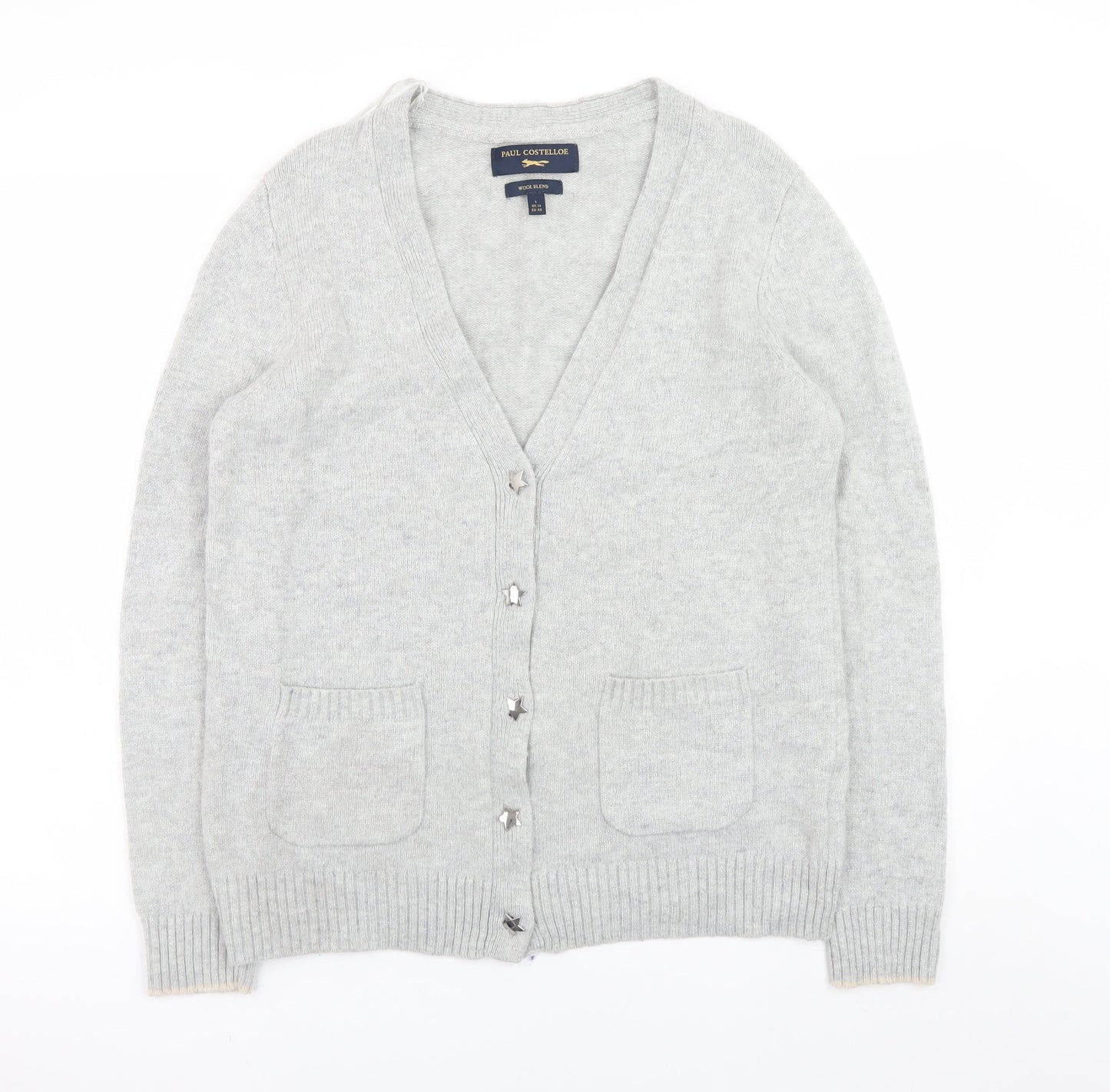 Womens UK Size 14 Paul Costelloe Grey Cardigan Jumper