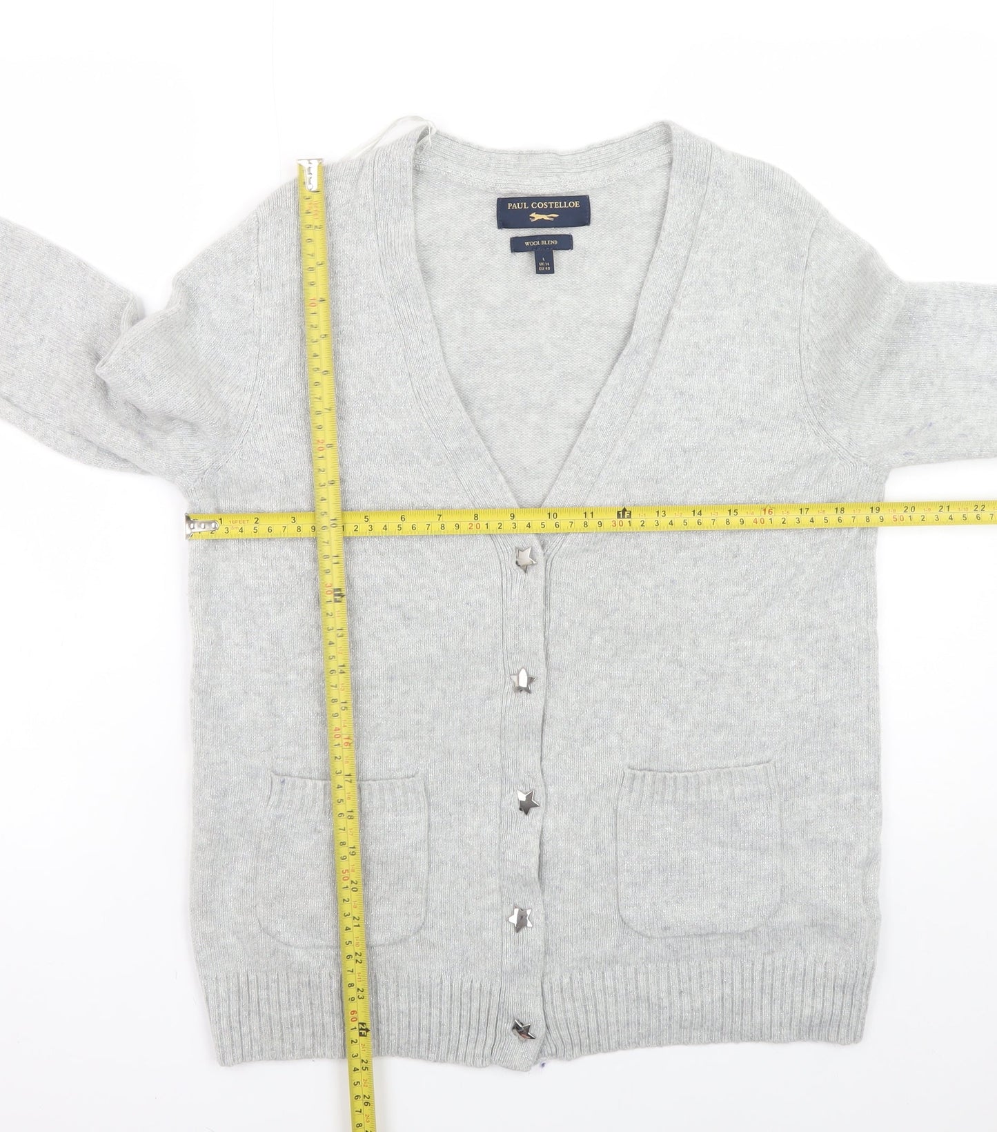 Womens UK Size 14 Paul Costelloe Grey Cardigan Jumper