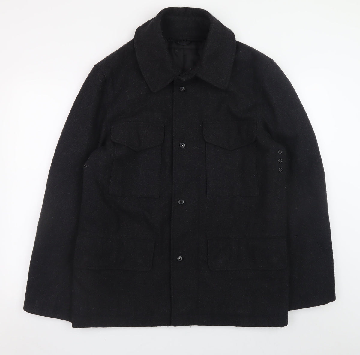 Mens UK Size M Cignal Black Overcoat
