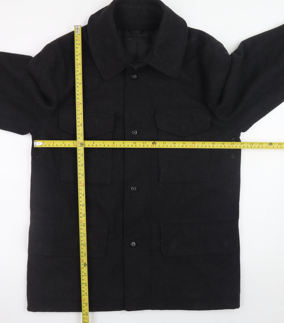 Mens UK Size M Cignal Black Overcoat