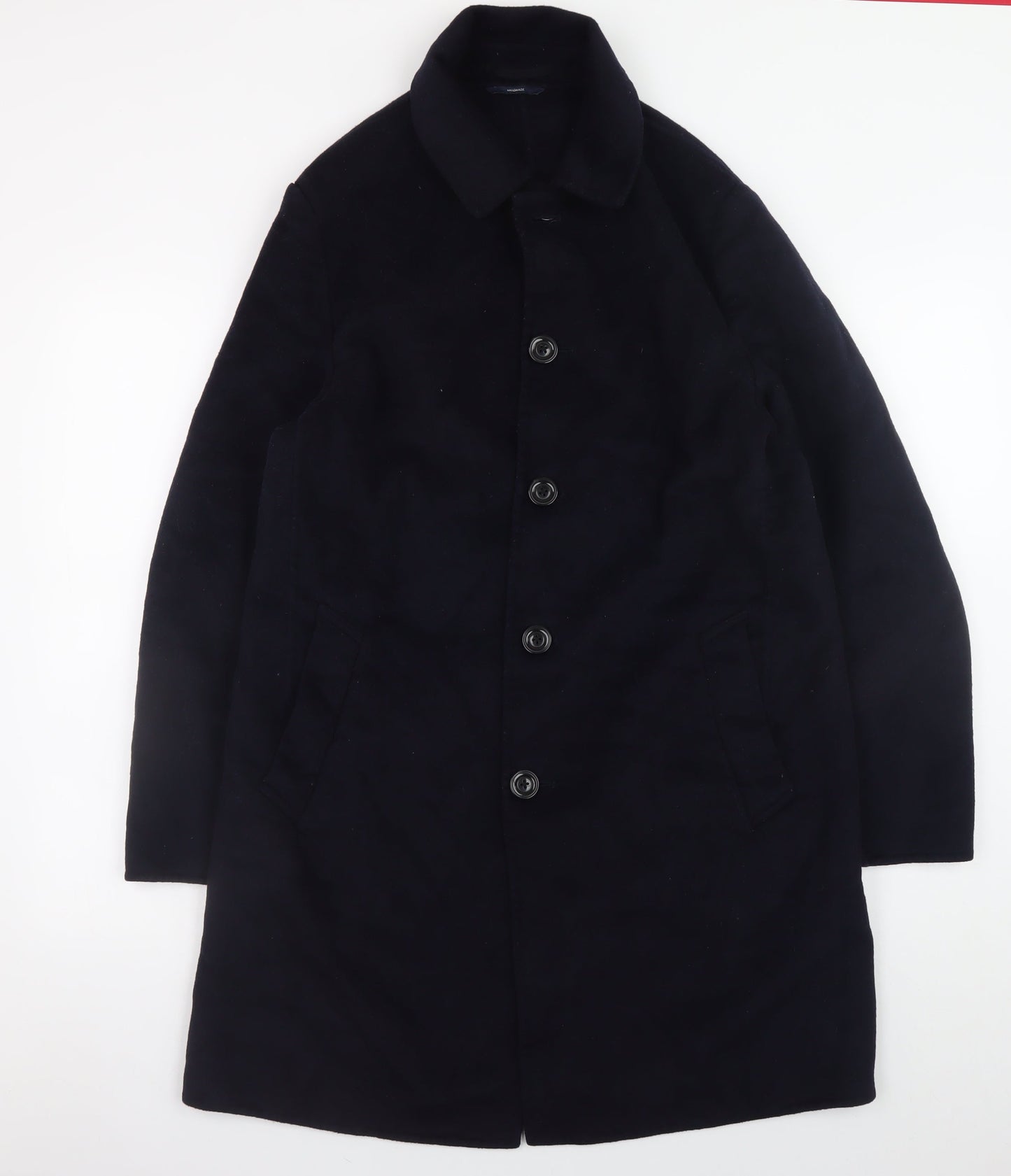 Mens UK Size S Mango Man Black Overcoat