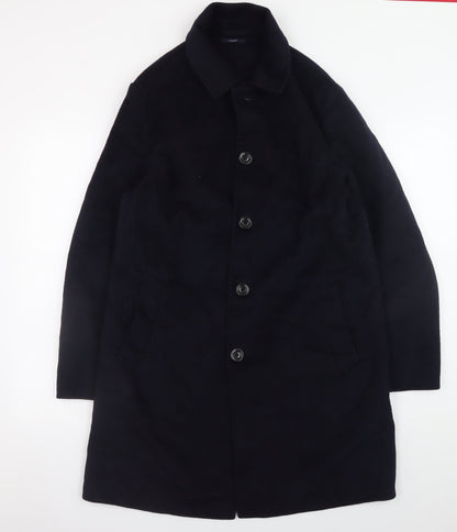 Mens UK Size S Mango Man Black Overcoat