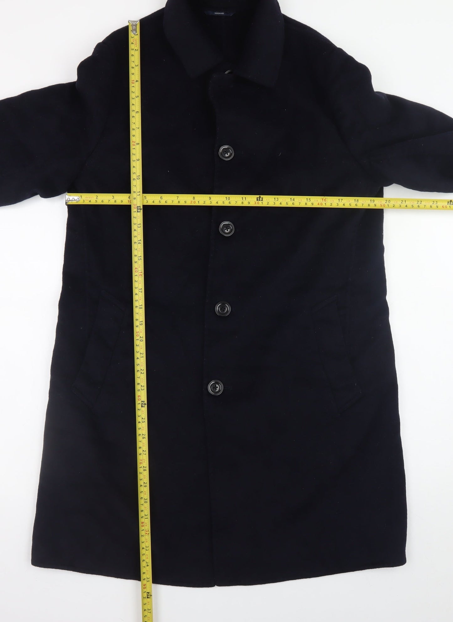 Mens UK Size S Mango Man Black Overcoat
