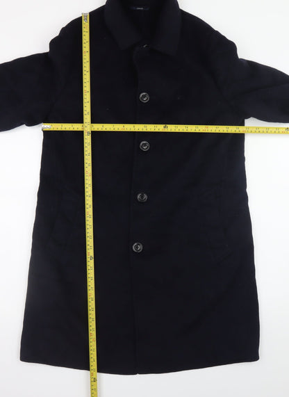 Mens UK Size S Mango Man Black Overcoat