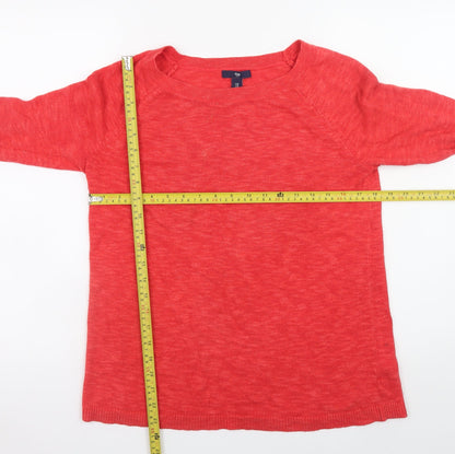 Gap Men Red Cotton Crew Neck Pullover Jumper Size M