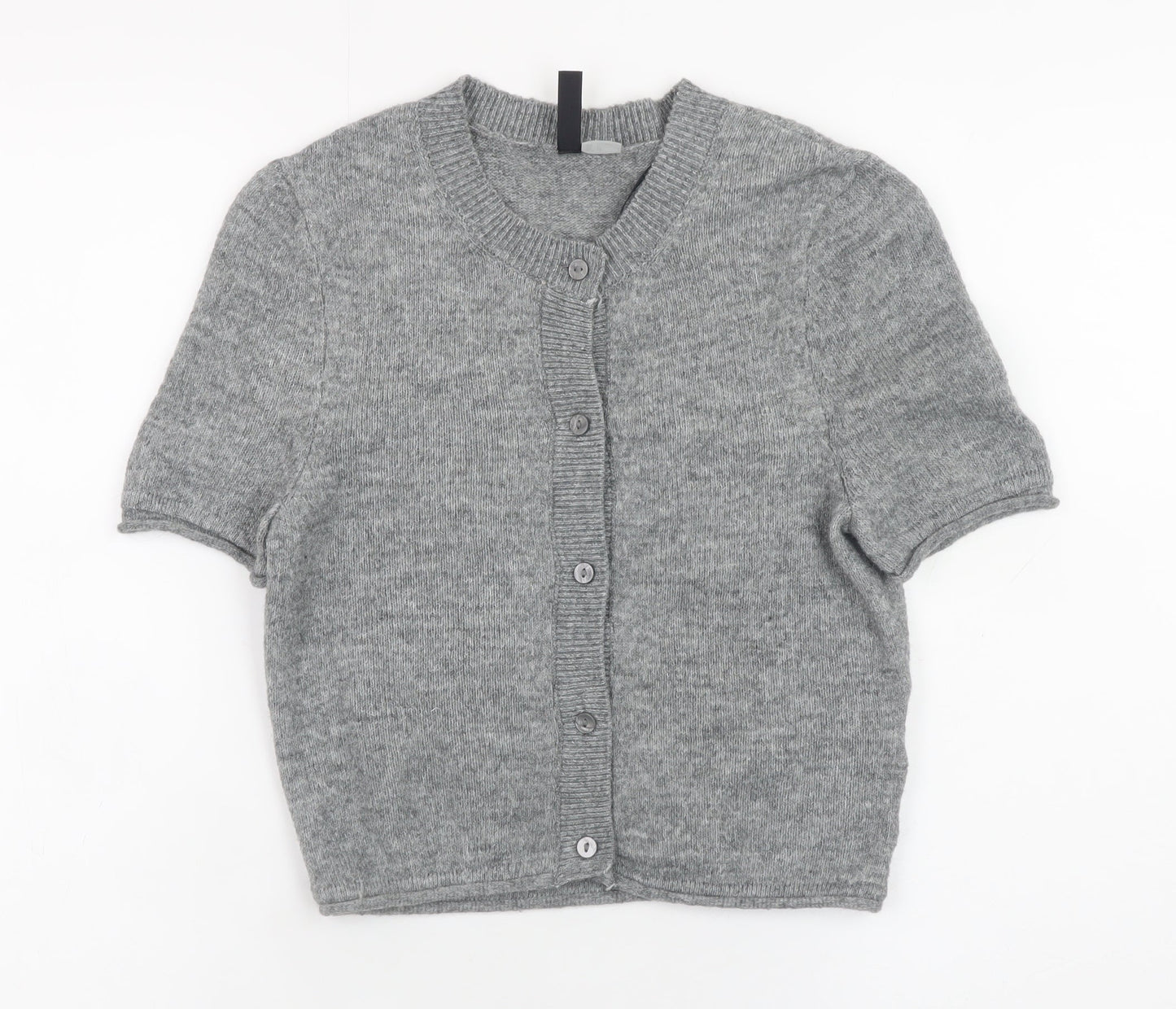 H&M Divided Women’s Grey Short Sleeve Cardigan XS Knit Button Front