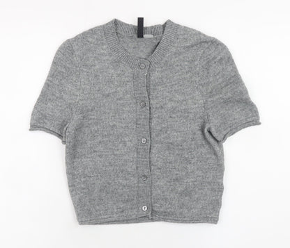 H&M Divided Women’s Grey Short Sleeve Cardigan XS Knit Button Front