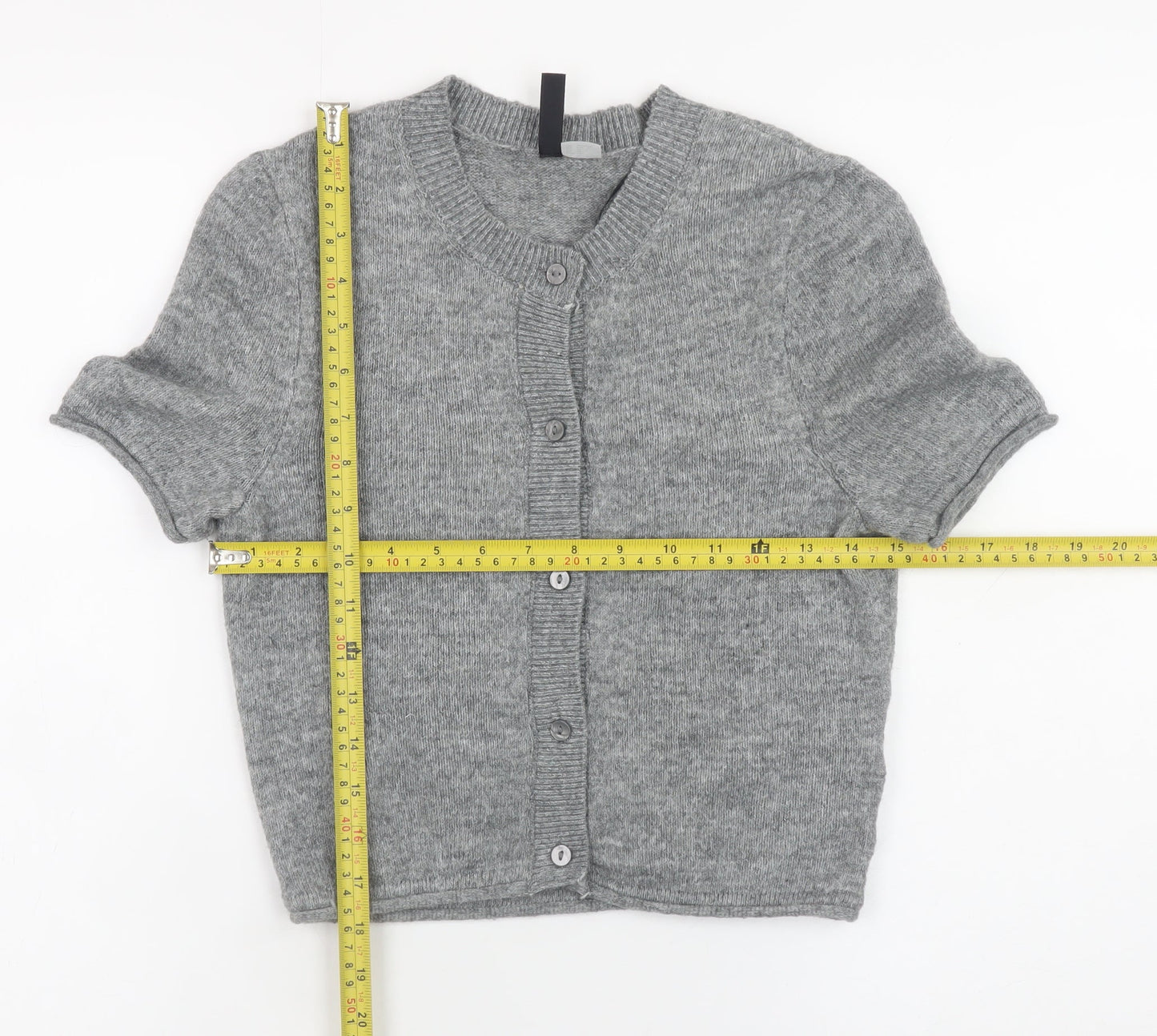 H&M Divided Women’s Grey Short Sleeve Cardigan XS Knit Button Front