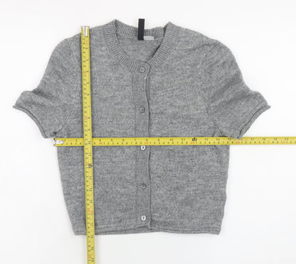 H&M Divided Women’s Grey Short Sleeve Cardigan XS Knit Button Front
