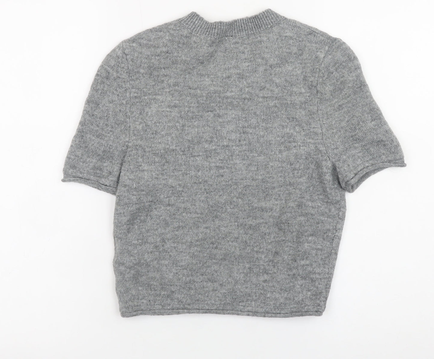 H&M Divided Women’s Grey Short Sleeve Cardigan XS Knit Button Front
