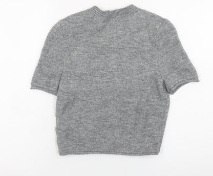 H&M Divided Women’s Grey Short Sleeve Cardigan XS Knit Button Front