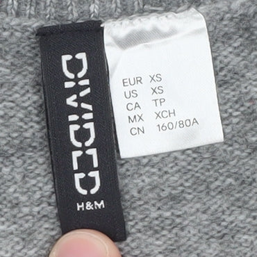 H&M Divided Women’s Grey Short Sleeve Cardigan XS Knit Button Front