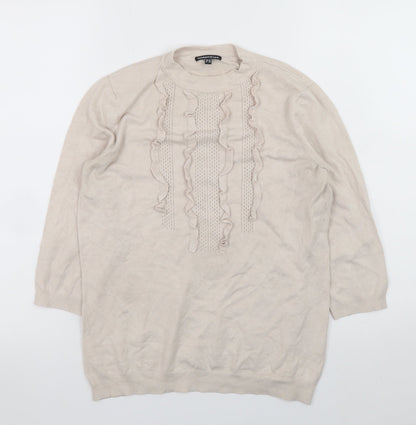 Womens UK Size M Warehouse Beige Pullover Jumper