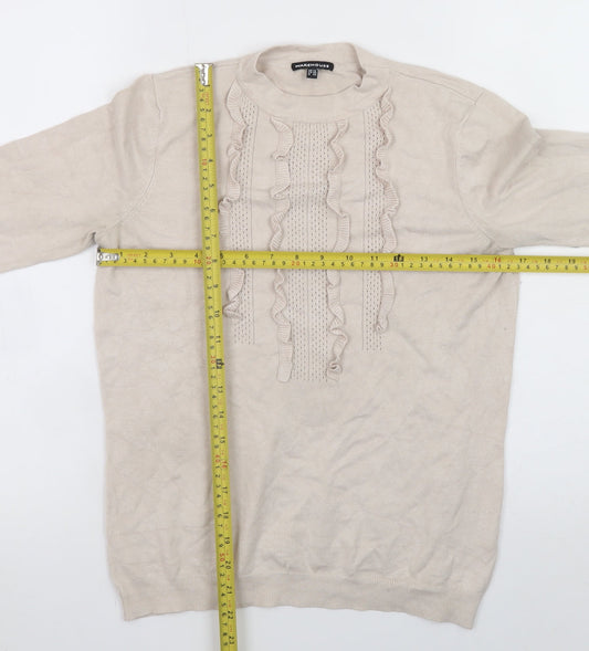 Womens UK Size M Warehouse Beige Pullover Jumper