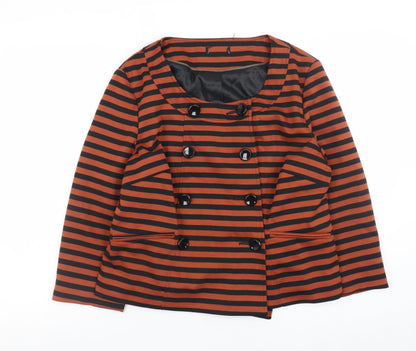 Womens UK Size 14 M&Co Orange Pea Coat